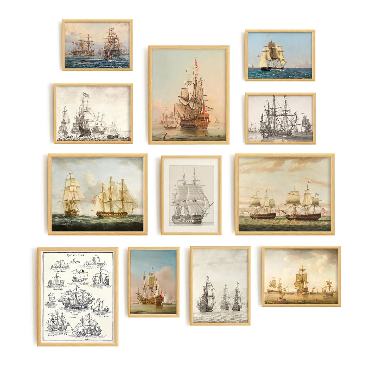 Nautical Artwork – 12-Piece Coastal Wall Art Set | Beach & Seaside Prints for Nautical Artwork for Wall, Bathroom Decor