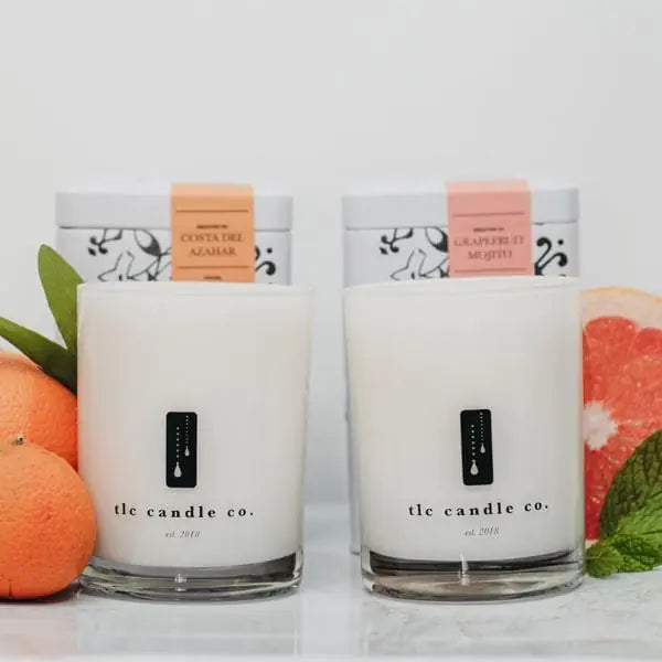 Summer Soy Candle Gift Set – Grapefruit Mojito & Costa Del Azahar Duo | 2-Wick Soy Wax Candles in Reusable Tins, Non-Toxic Scented Candle Set for Gifting & Home