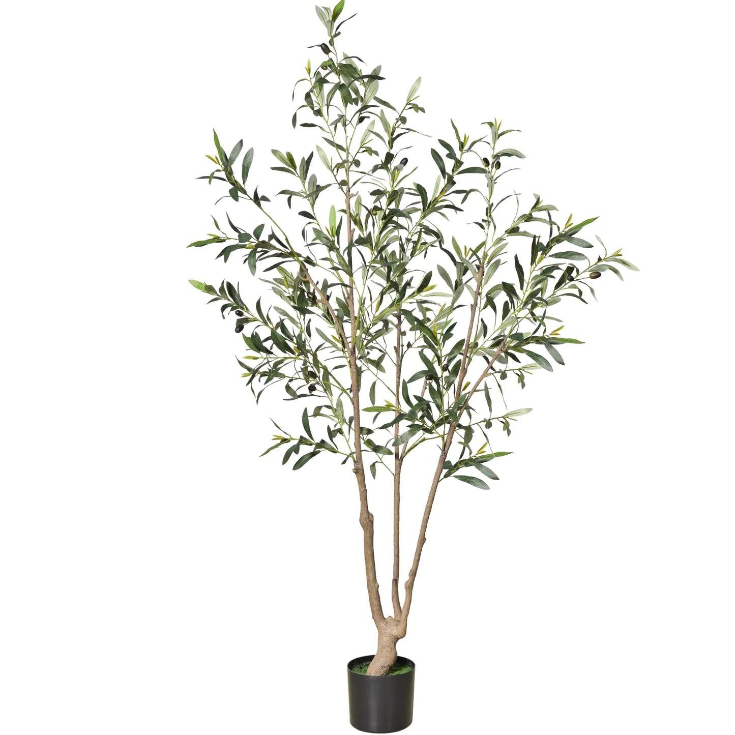 Olive Trees Artificial Indoor 5FT Tall Faux Olive Tree Fake Potted Olive Tree Artificial Plants with Natural Wood Trunk and Lifelike Fruits for Home Room Office Decor and Housewarming Gift