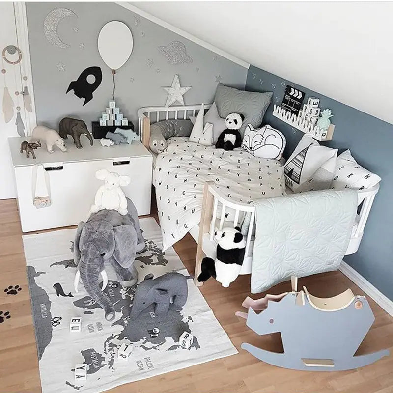 Adventure World Map Play Mat for Kids' Room Decor