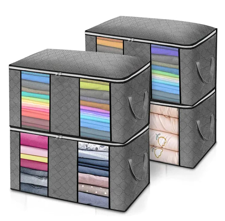 Best Quilt Storage Bags – 60L Large Storage Bag for Quilts, Blankets & Bedding | Durable Non-Woven Fabric, Portable Design, Partition for Easy Organization