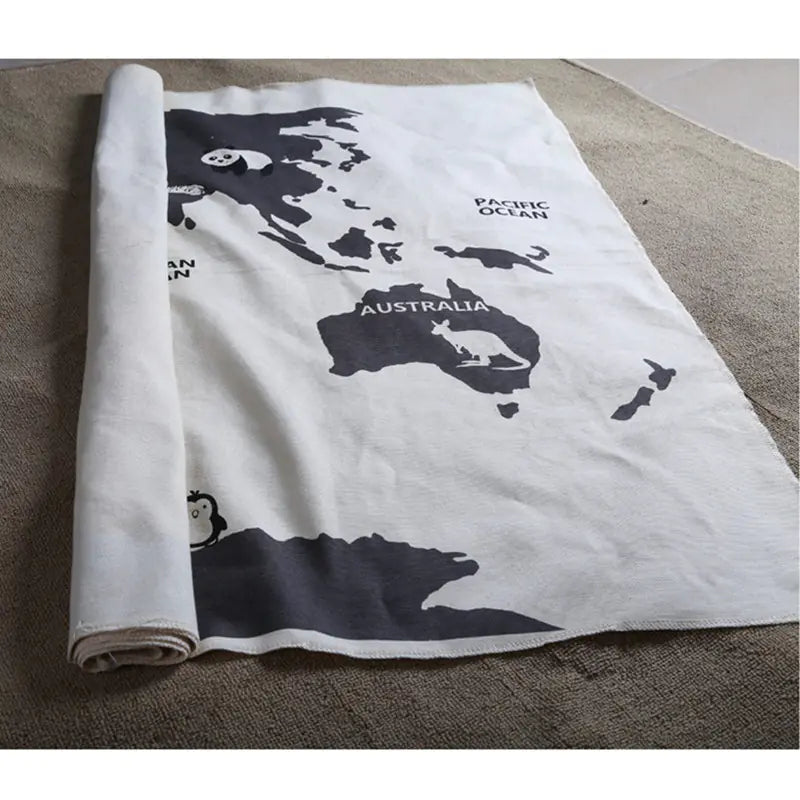 Adventure World Map Play Mat for Kids' Room Decor