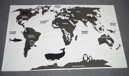 Adventure World Map Play Mat for Kids' Room Decor