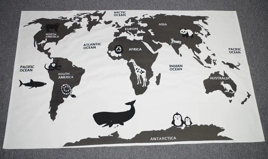 Adventure World Map Play Mat for Kids' Room Decor