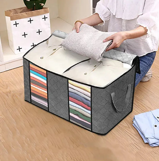 Best Quilt Storage Bags – 60L Large Storage Bag for Quilts, Blankets & Bedding | Durable Non-Woven Fabric, Portable Design, Partition for Easy Organization